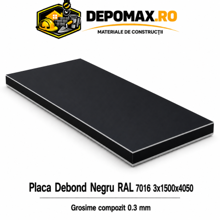 Placa BOND negru/negru 3mm, 1500x4050mm, aluminiu 0.3mm
